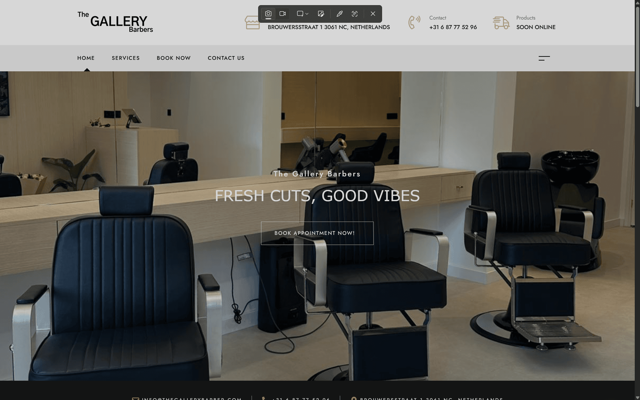 The Gallery Barbers - Professionele barbershop website met online boekingssysteem en portfolio